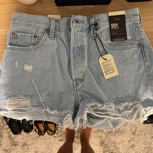 Levi's Blue Jean Shorts Distressed Cut-Off Design